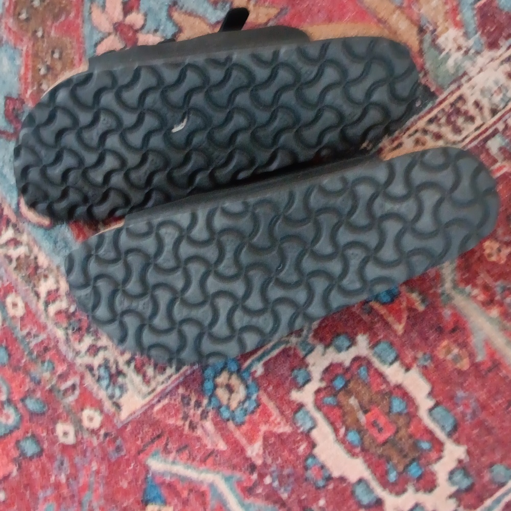 NWOT Birkenstock Black Leather Florida Sandals, Cork Footbed, Size 38. Narrow. - Picture 3 of 3